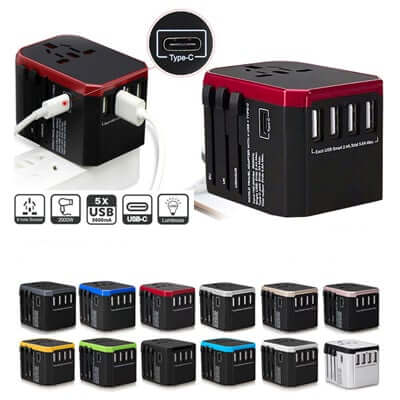 4 USB with Type-C Travel Adapter Executive Corporate Gifts Singapore