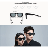 Xiaomi Polarized Fitover Sunglasses displayed in unisex style, compatible with various frame shapes.