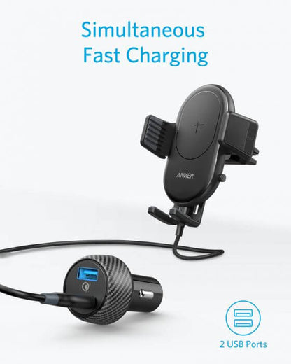 Anker PowerWave 7.5 Wireless Charging Car Mount With 2-Port QC 3.0 Charger Executive Corporate Gifts Singapore