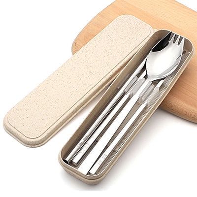 Eco Friendly Stainless Steel Travel Cutlery Spork and Straw Set Executive Corporate Gifts Singapore