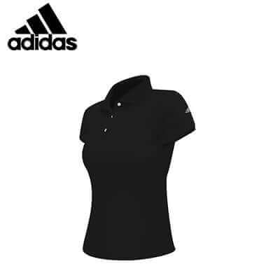 adidas Classic Ladies Polo Shirt in sleek black color, perfect for executive corporate gifts.