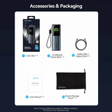 Vention 27000mAh Power Bank 200W with accessories including USB-C cable and storage pouch.