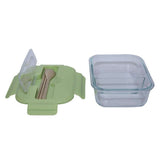 Glass Lunch Box with Cutlery, featuring a heat-resistant glass container and included cutlery for meal prep.