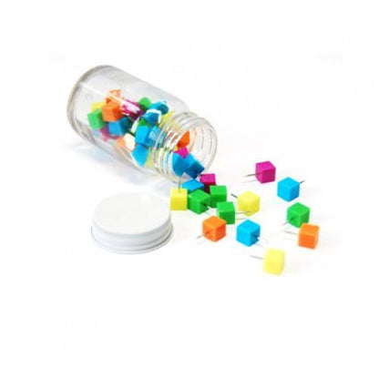 Cube Shape Push Pin in Glass Jar Executive Corporate Gifts Singapore