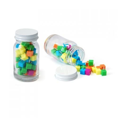 Cube Shape Push Pin in Glass Jar Executive Corporate Gifts Singapore