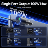 Vention 3 Ports USB C+C+A Car Charger with 100W max single port output for fast charging devices.