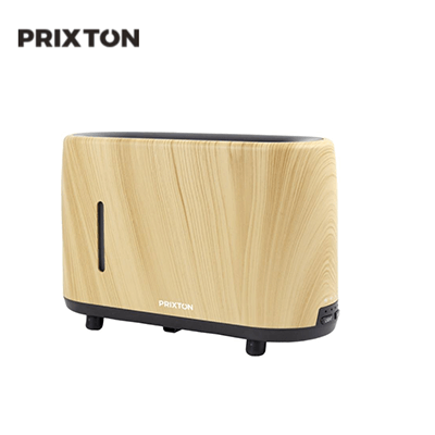 Prixton Essence humidifier in wood design, perfect for enhancing ambiance and as a corporate gift.