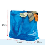 Laundry Carrier Bag in blue color with dimensions 45cm x 61cm x 18cm, perfect for carrying laundry.