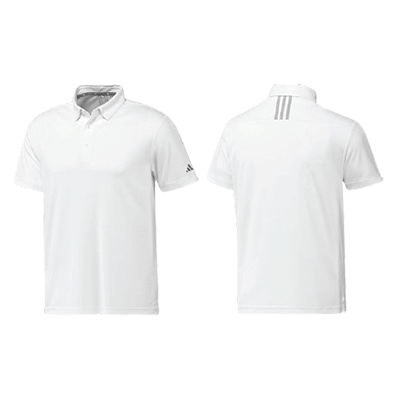 Adidas M SS Polo-T Shirt in white, featuring a self-fabric collar and moisture-wicking fabric for style and performance.