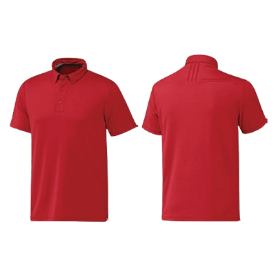 Adidas M SS Polo-T Shirt in vibrant red, showcasing a sleek design with hidden button-down collar.