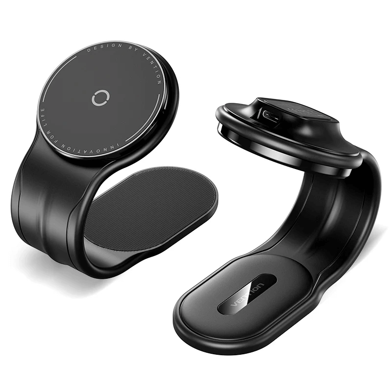 Vention Magnetic Wireless Car Mount Charger 15W in a sleek black design for efficient charging.