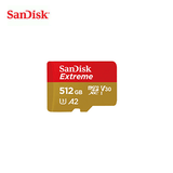 SanDisk Extreme microSDXC QuickFlow UHS-I 512GB memory card, ideal for high-performance storage and 4K UHD video.