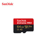 SanDisk Extreme PRO microSDXC QuickFlow UHS-I 64GB memory card for high-performance devices.