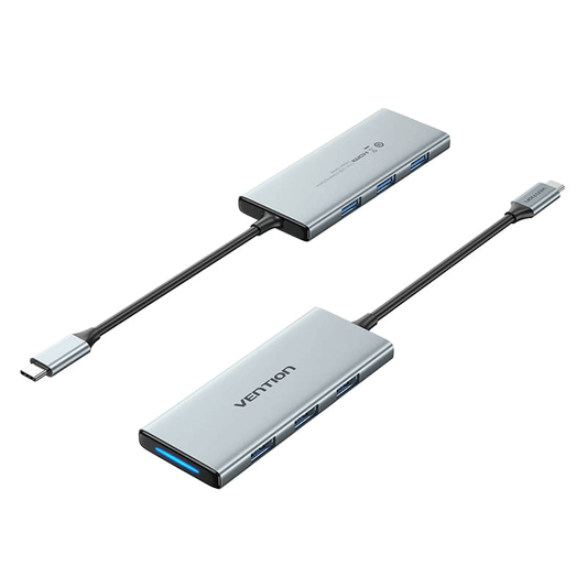 Vention 7-in-1 USB-C Hub featuring multiple ports for versatile connectivity in a sleek design.