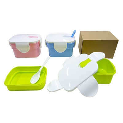 2-Tier Rectangular Lunch Box with spoon Executive Corporate Gifts Singapore