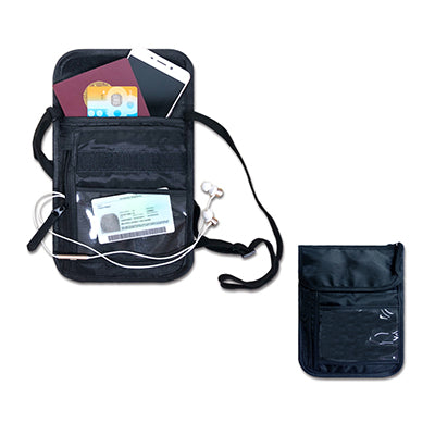 Black Nylon Travel Neck Pouch with 4 slot & 2 zip compartments Executive Corporate Gifts Singapore