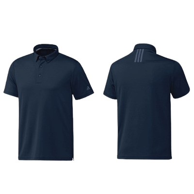 Adidas M SS Polo-T Shirt in navy, showcasing a self-fabric collar and hidden button-down detail, perfect for style and performance.