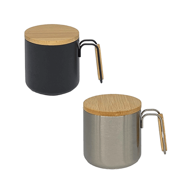 Stainless Steel Mug With Handle and Bamboo Lid Corporate Gifts Singapore