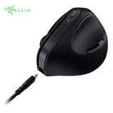 Razer Pro Click V2 Vertical Edition Wireless Gaming Mouse with ergonomic design and charging cable.