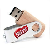 Metal Swivel Wooden USB Flash Drive | AbrandZ Corporate Gifts