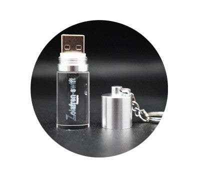 Cylinder Crystal USB Drive with Key Chain Executive Gifts Singapore