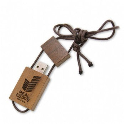 Wooden USB Flash Drive With Sliding Cord Lanyard Executive Corporate Gifts Singapore
