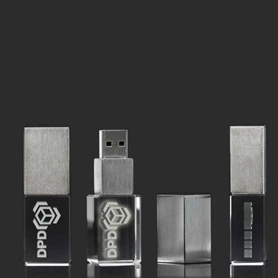 Brushed Metal Crystal USB Drive with LED Light Executive Gifts Singapore