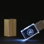 Wooden Crystal USB Drive with LED Light USB | AbrandZ.com