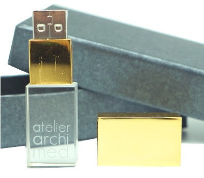 Gold Cap Crystal USB Drive with LED Light Executive Gifts Singapore