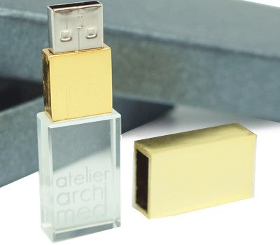 Gold Cap Crystal USB Drive with LED Light Executive Gifts Singapore