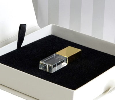 Gold Cap Crystal USB Drive with LED Light Executive Gifts Singapore