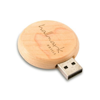 Wooden Round USB Flash Drive Executive Corporate Gifts Singapore