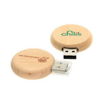 Wooden Round USB Flash Drive | AbrandZ.com