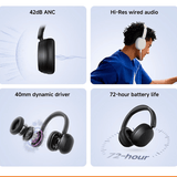 Xiaomi REDMI Headphones Neo featuring 42dB ANC, Hi-Res audio, 40mm dynamic driver, and 72-hour battery life.
