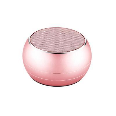 Rose-gold I-Thrill Bluetooth speaker with a round top grille and curved casing
