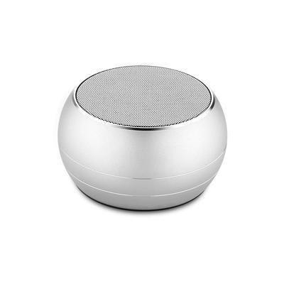 Silver I-Thrill Bluetooth speaker with a circular top grille and rounded body