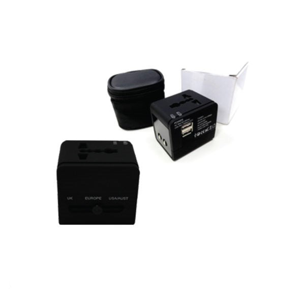 Universal Travel Adaptor with 2 USB Hub Executive Corporate Gifts Singapore