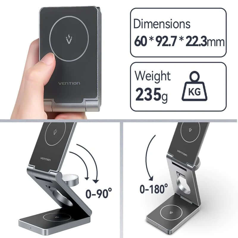 Vention 3-in-1 15W Wireless Charger Stand with MagSafe Executive Corporate Gifts Singapore