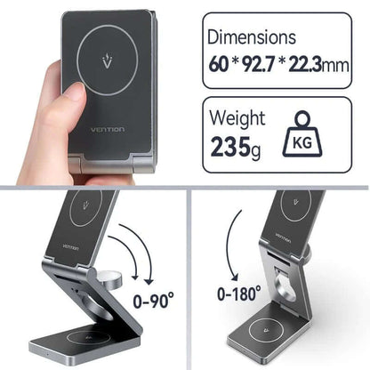 Vention 3-in-1 15W Wireless Charger Stand with MagSafe Executive Corporate Gifts Singapore