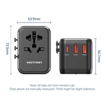 Vention 3-Port USB  Universal Travel Adapter