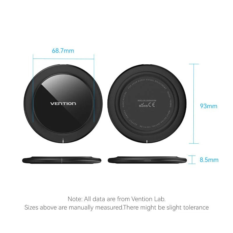 Vention Wireless Charger 15W Black Mirrored Surface Type Executive Corporate Gifts Singapore