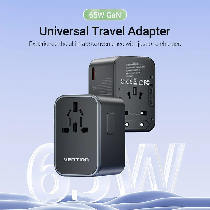 Vention 3-Port GaN USB A/C Universal Travel Adapter Executive Corporate Gifts Singapore