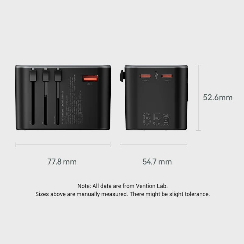 Vention 3-Port GaN USB A/C Universal Travel Adapter Executive Corporate Gifts Singapore