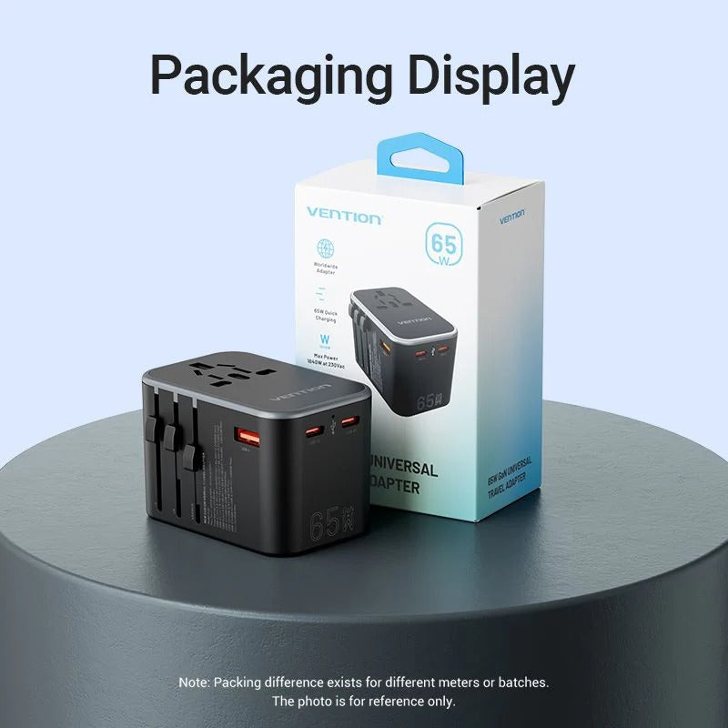 Vention 3-Port GaN USB A/C Universal Travel Adapter Executive Corporate Gifts Singapore