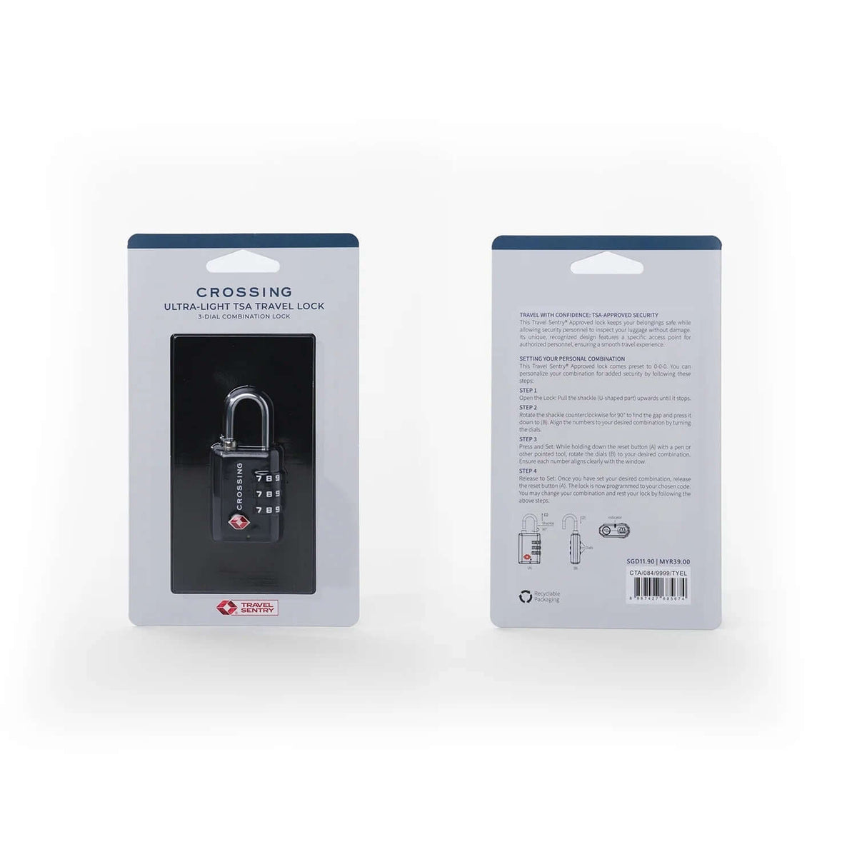 Crossing Ultra-Light TSA 3-Dial Travel Lock Executive Corporate Gifts Singapore