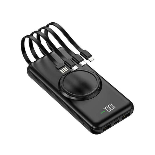 Wireless Powerbank with 4 Built-in Cables and Digital Display Corporate Gifts Singapore