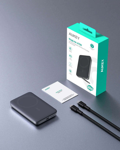 Aukey PB-MS05 MagFusion 6700mAh Qi2 Magnetic Wireless Charging Power Bank Corporate Gifts Singapore