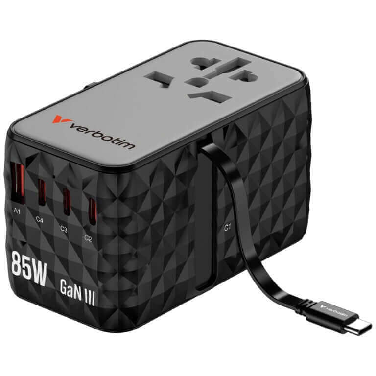 Verbatim Charge ‘n’ Travel Diamond 85W Universal Travel Adapter with Retractable Cable (CNT-02) Corporate Gifts Singapore