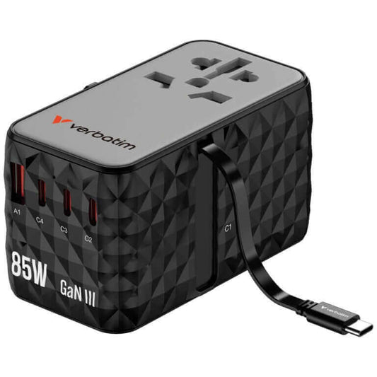 Verbatim Charge ‘n’ Travel Diamond 85W Universal Travel Adapter with Retractable Cable (CNT-02) Corporate Gifts Singapore