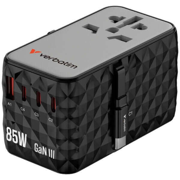 Verbatim Charge ‘n’ Travel Diamond 85W Universal Travel Adapter with Retractable Cable (CNT-02) Corporate Gifts Singapore